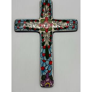 Novica Collection colorful hand painted cross made in Mexico